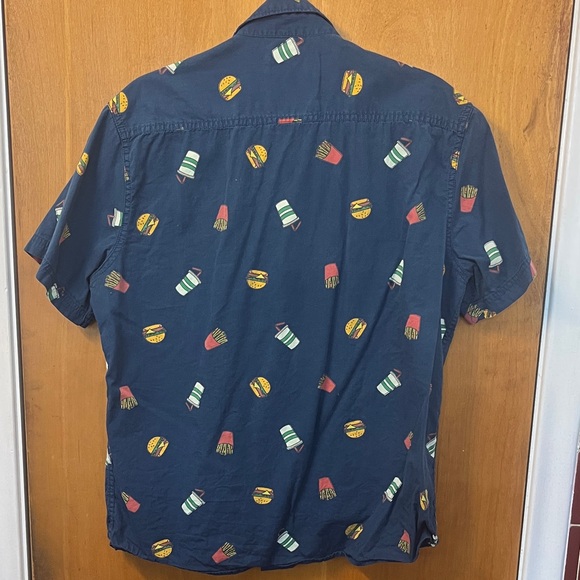 American Republic Navy Blue Fast Food Print Men's Shirt - Picture 5 of 5
